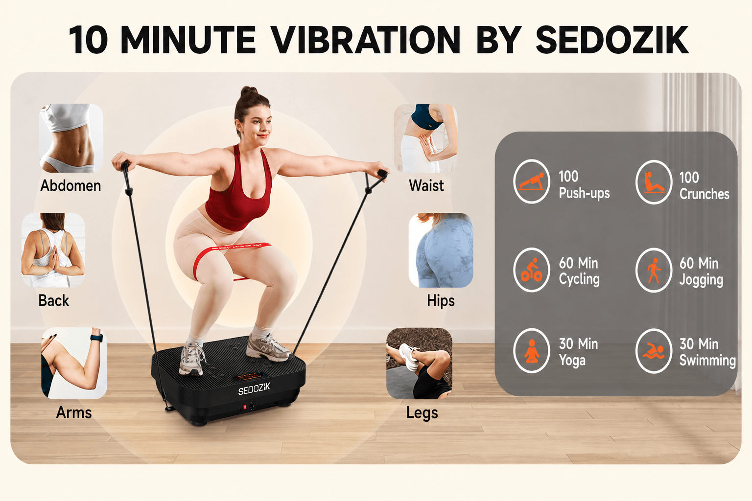 Beginner using a vibration plate at home